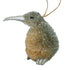 Decorative Bristle Kiwi bird ornament with glittery finish on a white background