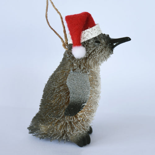 New Zealand Grey Penguin Christmas hanging ornament
