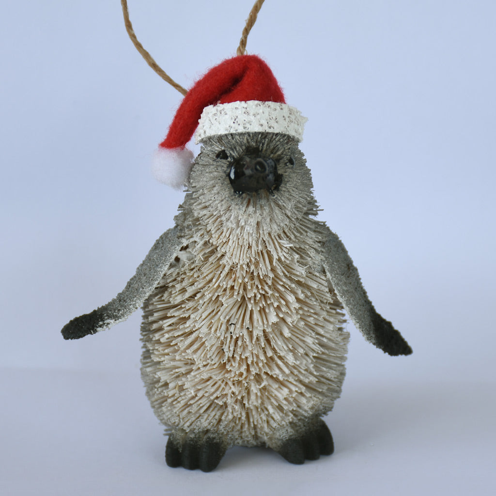 New Zealand Grey Penguin Christmas hanging ornament