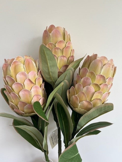 Protea Flower Artificial - Long stem, Autumn Green