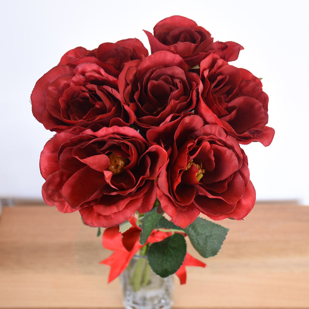 Rose Flower Bouquet - 7 heads full bud - Red