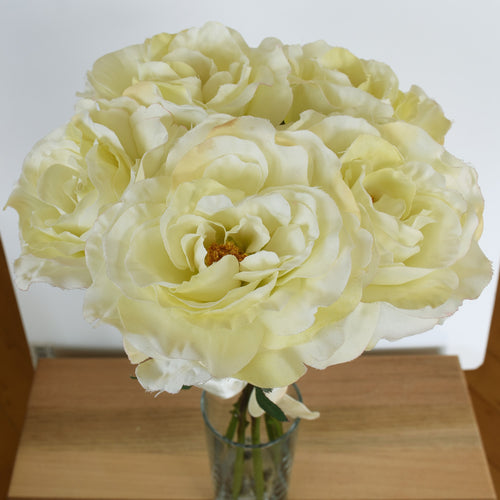 Rose Flower Bouquet - 5 heads full bloom - Cream White
