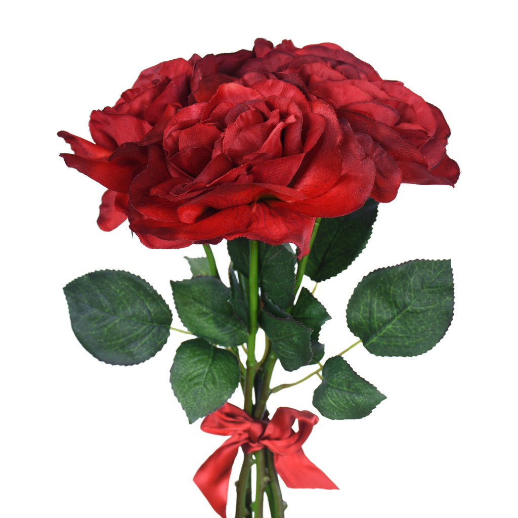 Rose Flower Bouquet - 5 heads full bloom - Red