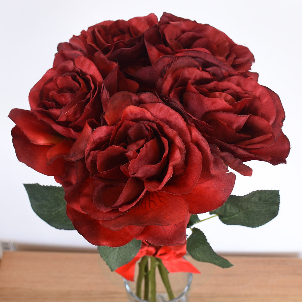 Rose Flower Bouquet - 5 heads full bloom - Red