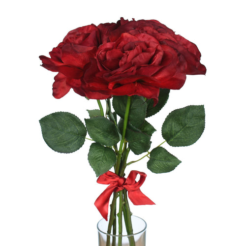 Rose Flower Bouquet - 5 heads full bloom - Red