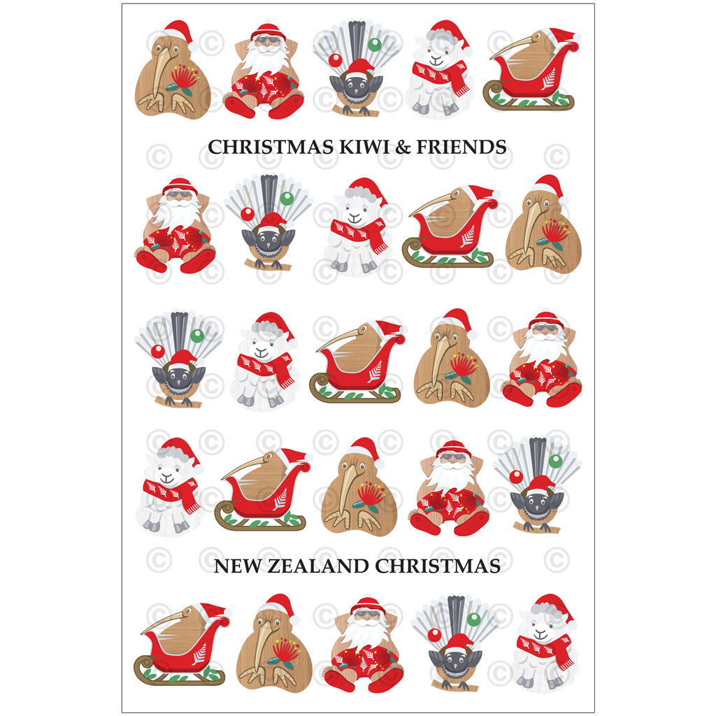 New Zealand Christmas tea towel