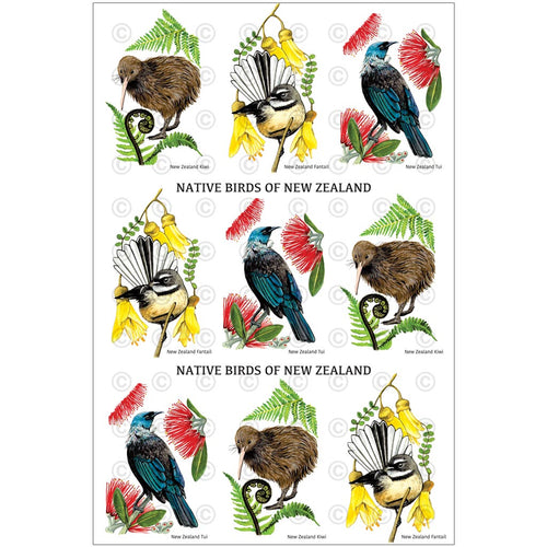 New Zealand souvenir tea towel - Birds of New Zealand from Decorflowers.co.nz