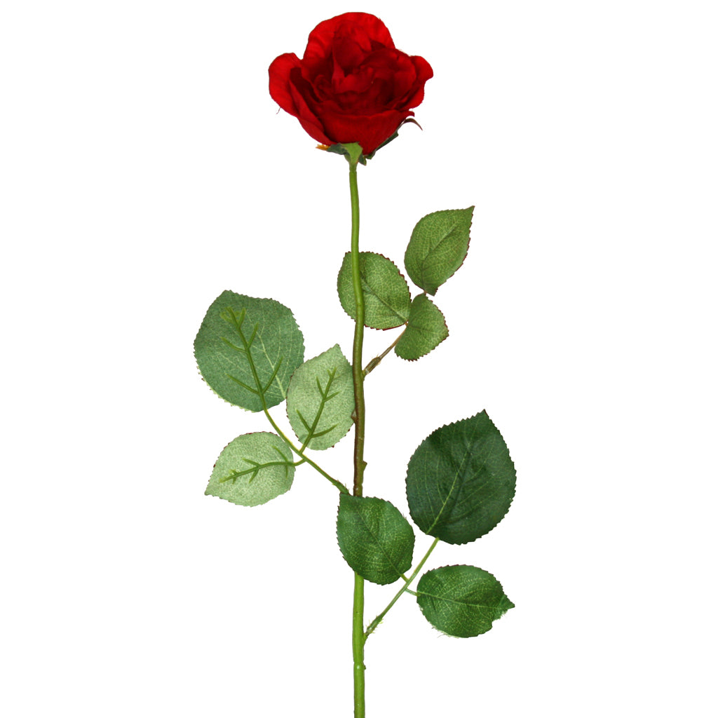 Single stem red artificial rose from decorflowers.co.nz