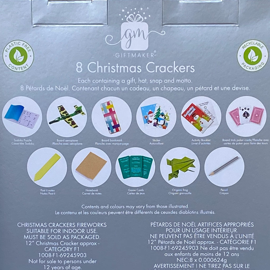 Crackers - Family Pack of 8 Silver and White