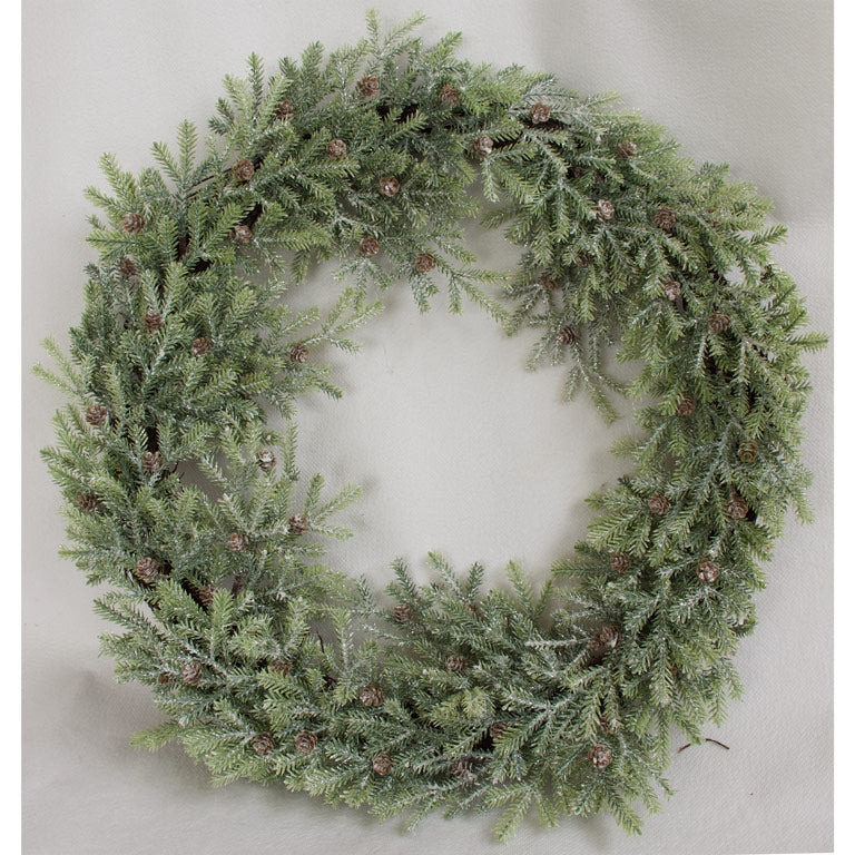 Wreath - Christmas cedar with snow finish