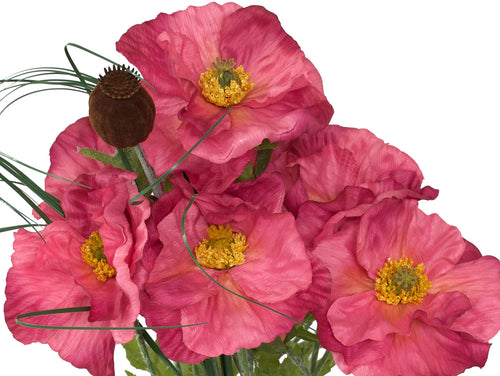 Poppy Bush with Grass - Grape colour