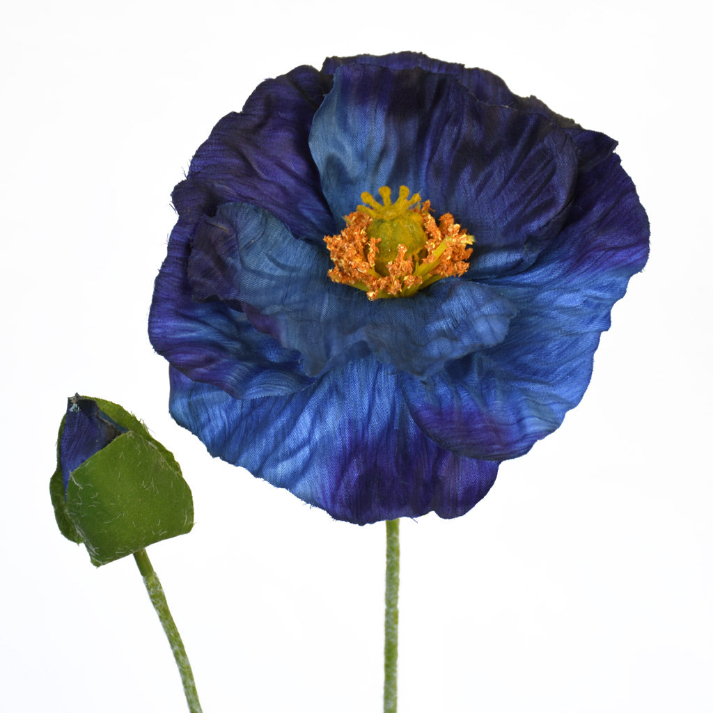 Artificial blue poppy flower from Decorflowers.co.nz