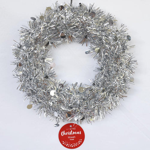 Wreath - Tinsel Wreath - Silver