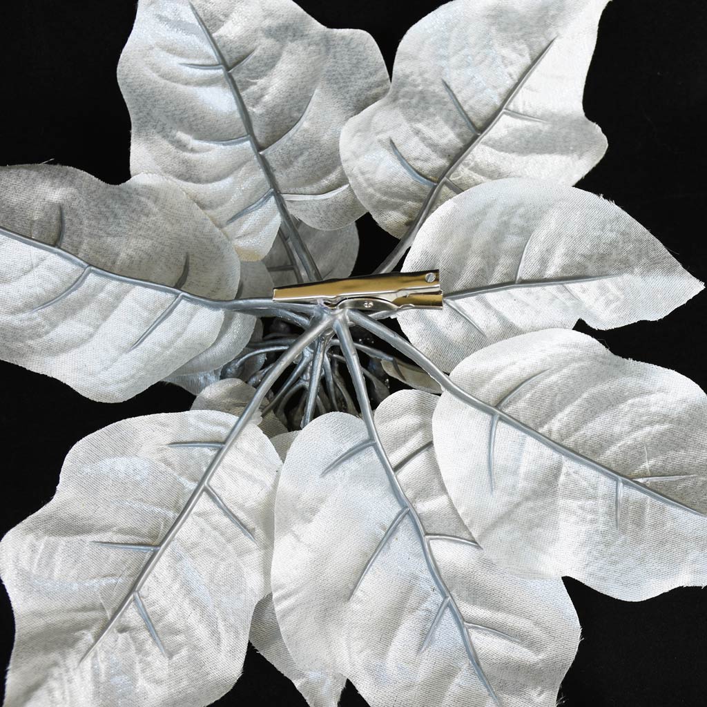 Silver Christmas decorative flower from ChristmasTreasures.co.nz