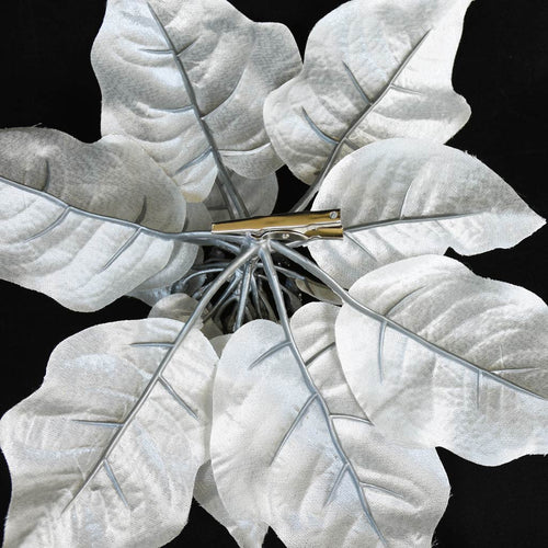 Silver Christmas decorative flower from ChristmasTreasures.co.nz