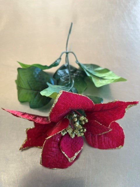 Christmas Star pick - Glittered red and gold