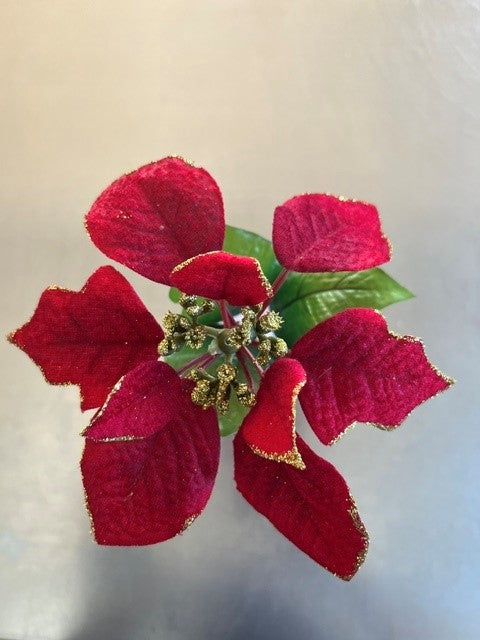 Christmas Star pick - Glittered red and gold