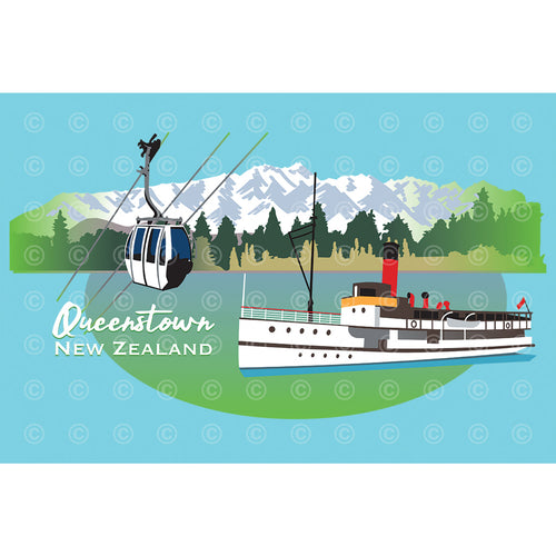 Queenstown New Zealand souvenir tea towel from Decorflowers.co.nz