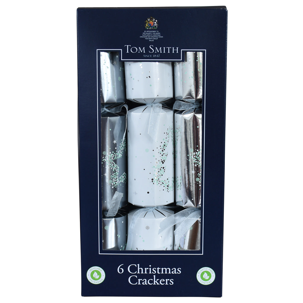 Christmas Crackers - "Tom Smith" Premium Silver and White 6's