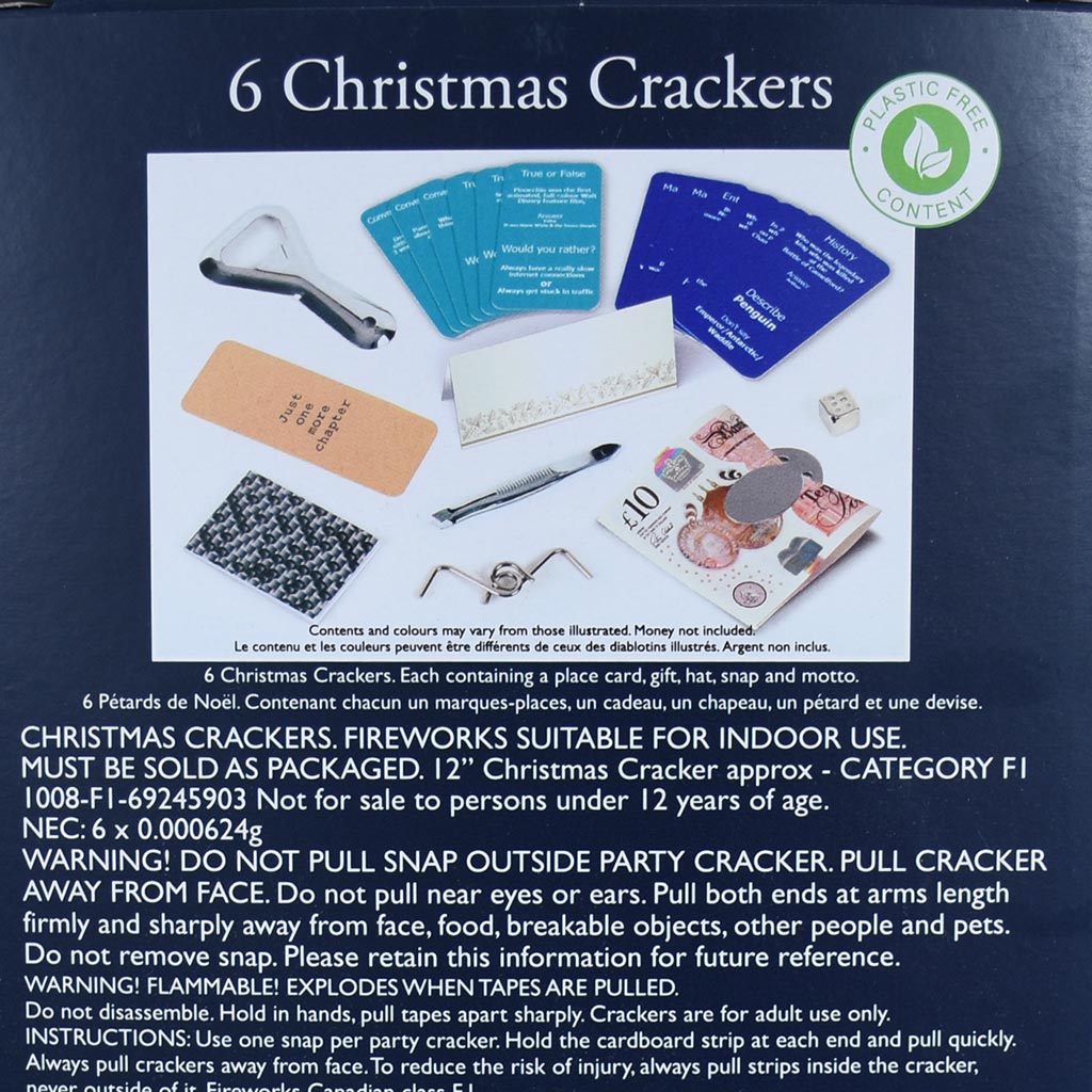 Christmas Crackers - "Tom Smith" Premium Silver and White 6's