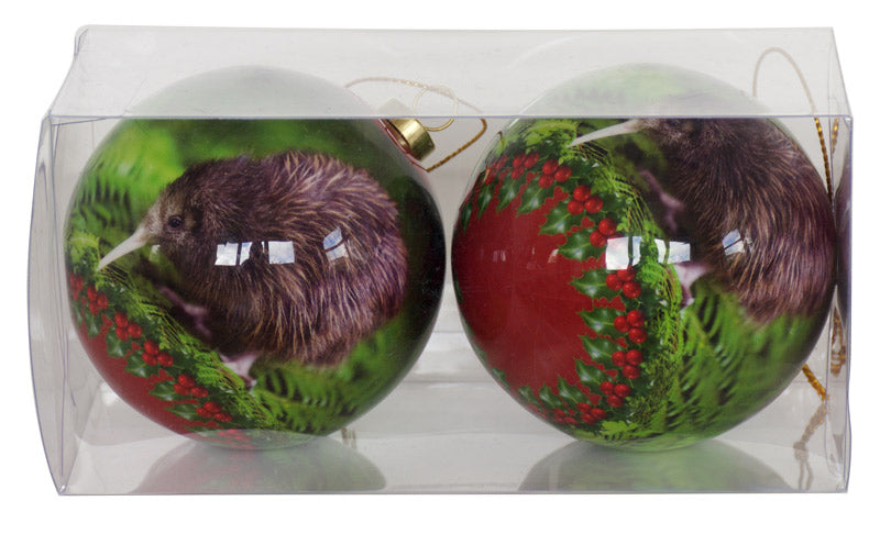 NZ Bird Baubles - Christmas Kiwi (Box of Two)
