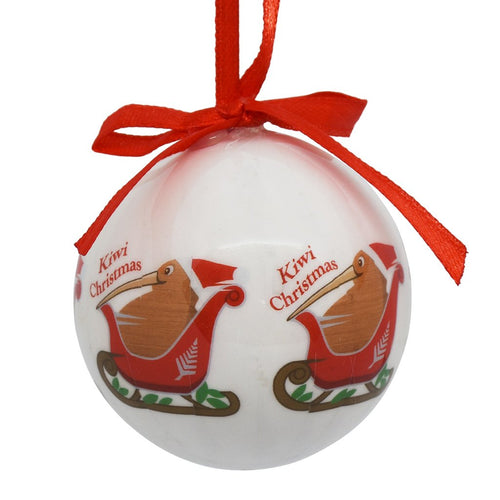 Decoration - New Zealand Kiwi riding sleigh bauble - FACTORY SECONDS