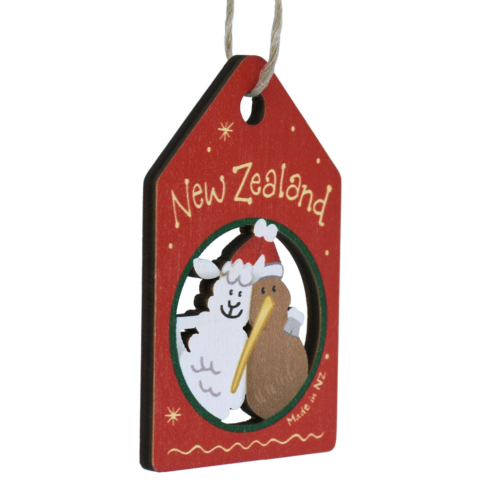 New Zealand Made Christmas Decoration - Kiwi and Lamb