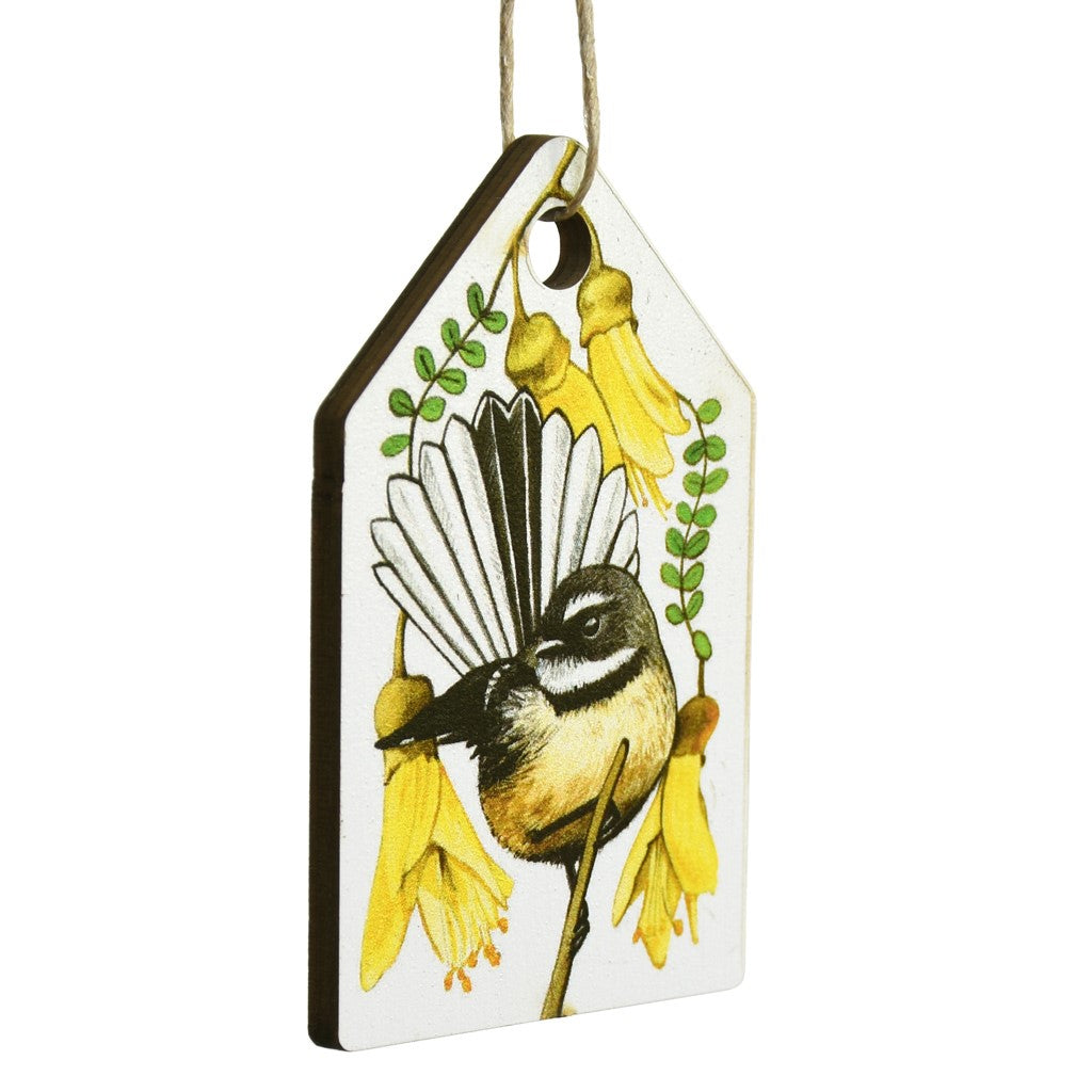 New Zealand Made Eco Christmas Decoration - Fantail White