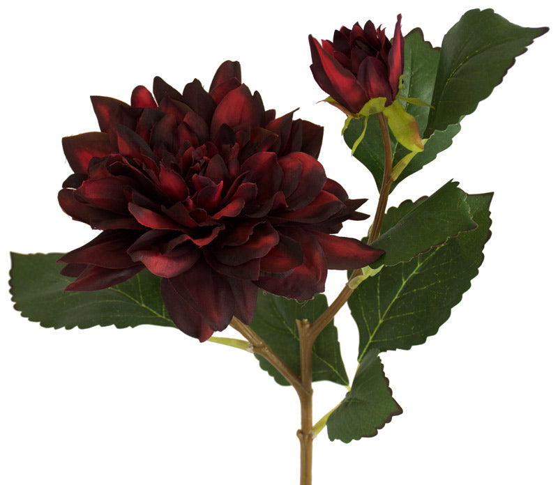 Dahlia Flower - Artificial - Burgundy Blood Red
