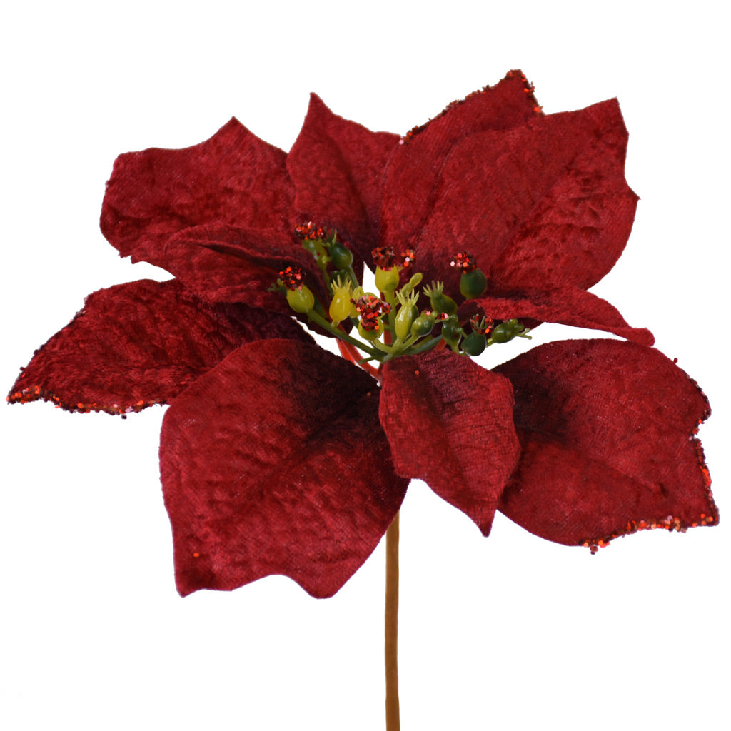 Poinsettia Pick - Red - 20cm