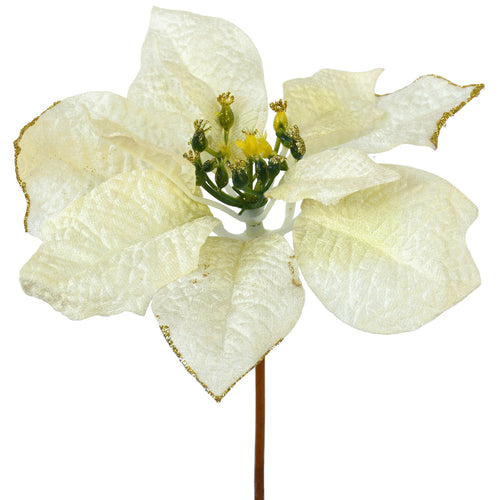 Poinsettia Pick - White - 20cm - Box Lot Deal (6)