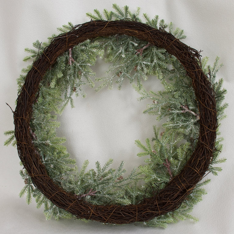 Wreath - Christmas cedar with snow finish