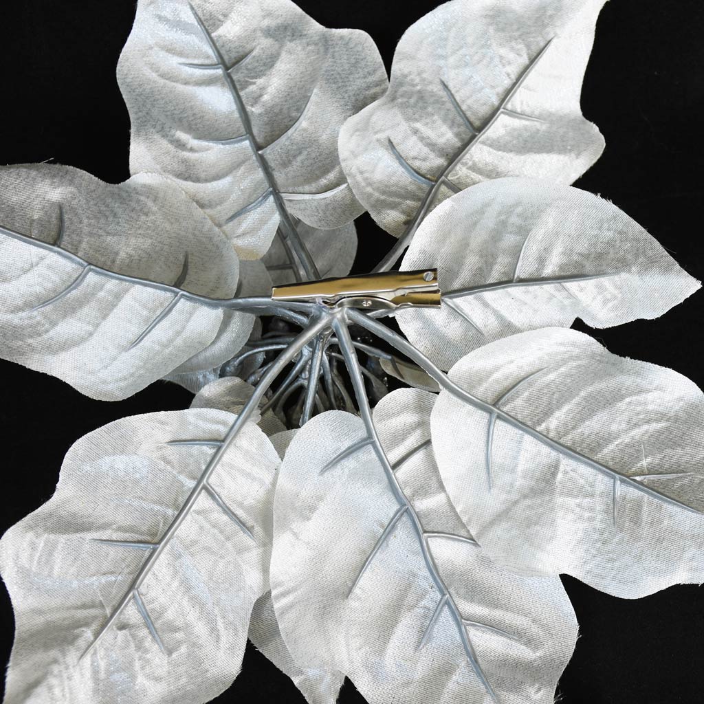 Poinsettia with Clip - Silver