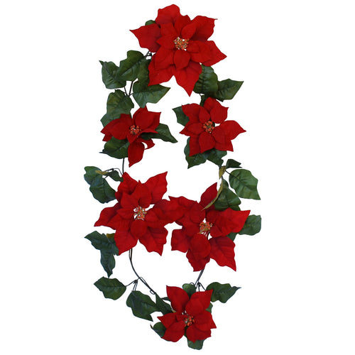 Poinsettia Garland - Red - 6ft / 183cm