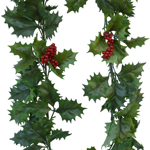 Holly Garland - Green with Red berries - 183cm