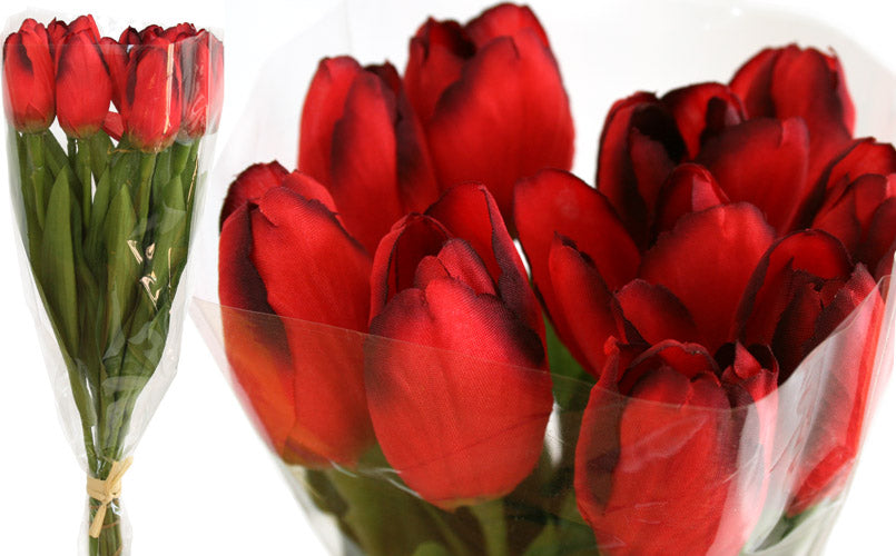 Tulip Presentation Bouquet with cello wrap - Red