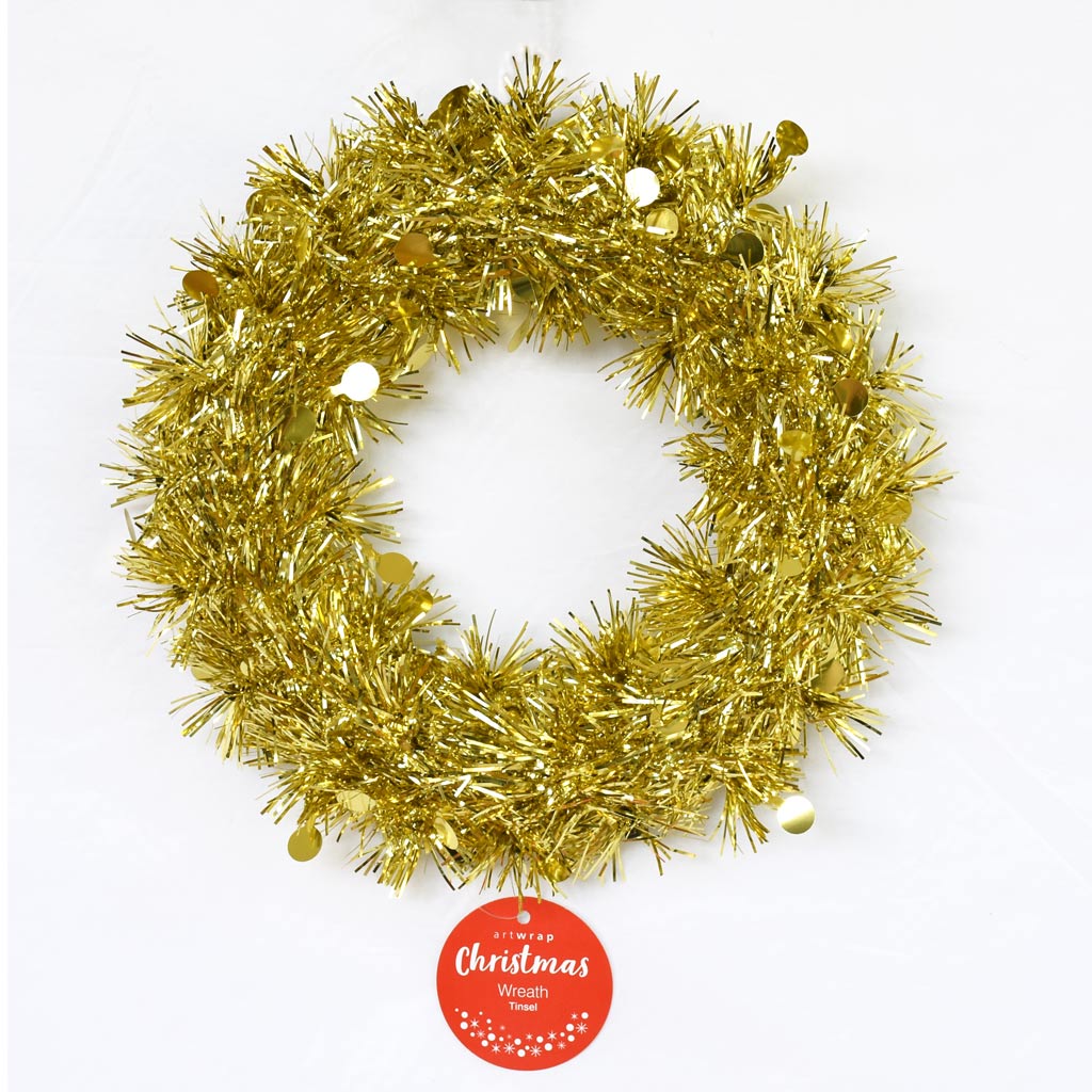Wreath - Tinsel Wreath - Gold