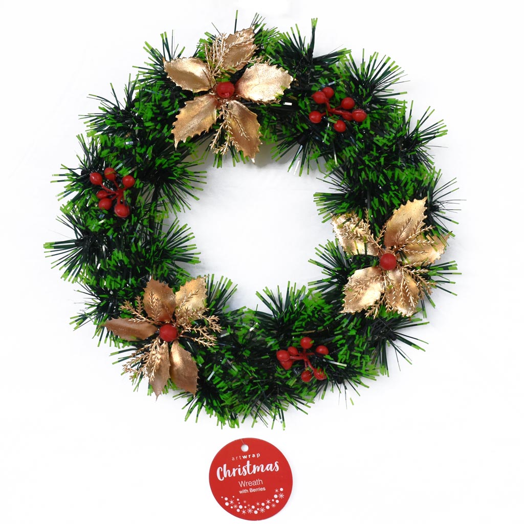Wreath - Tinsel Wreath - Green