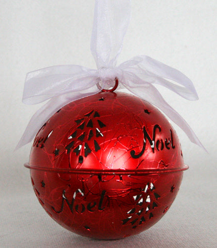 Ball Noel - Red Tin Christmas Decoration - Large